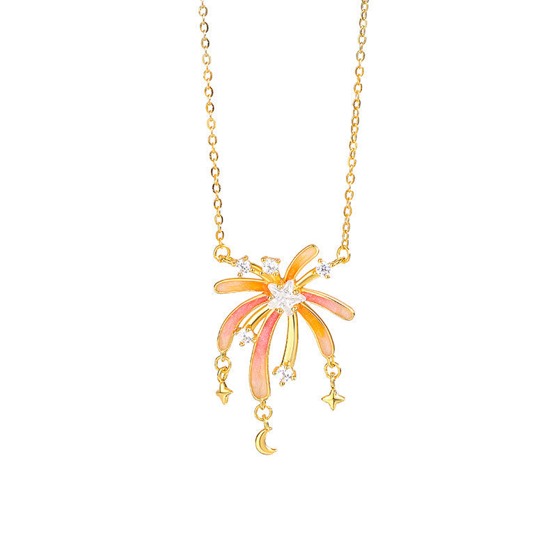 S925 Sterling Silver Fluorescent Enamel Fireworks Necklace