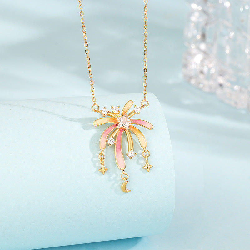 S925 Sterling Silver Fluorescent Enamel Fireworks Necklace