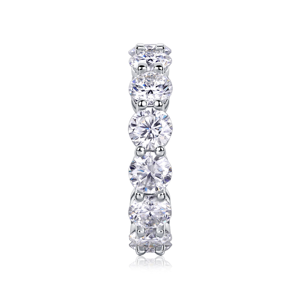 S925 Sterling Silver Full Moissanite Invisible Ring, Platinum Plated