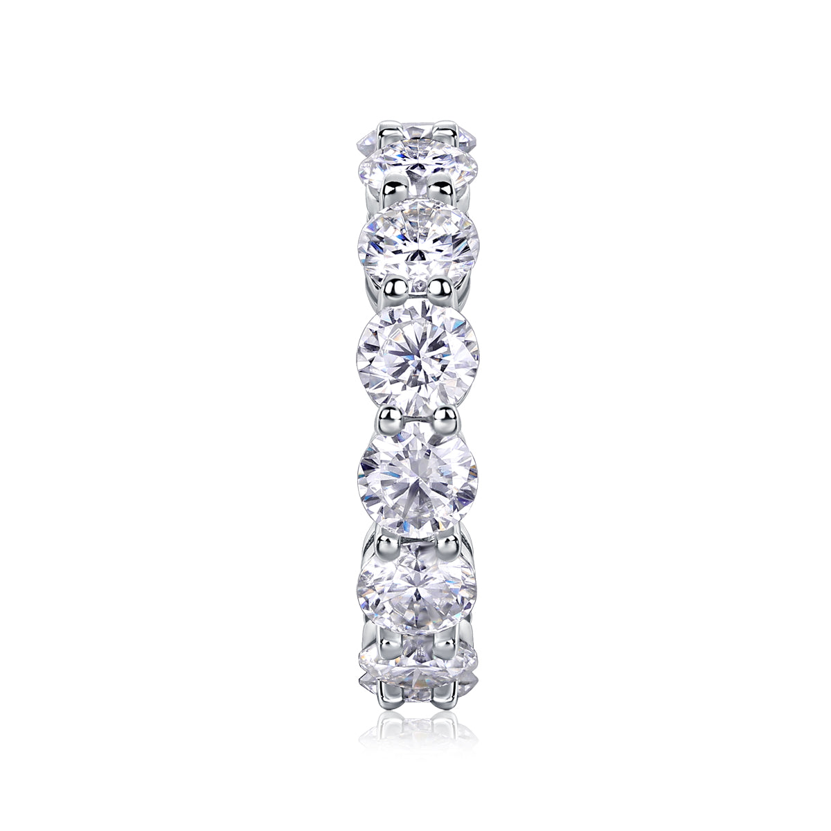 S925 Sterling Silver Full Moissanite Invisible Ring, Platinum Plated