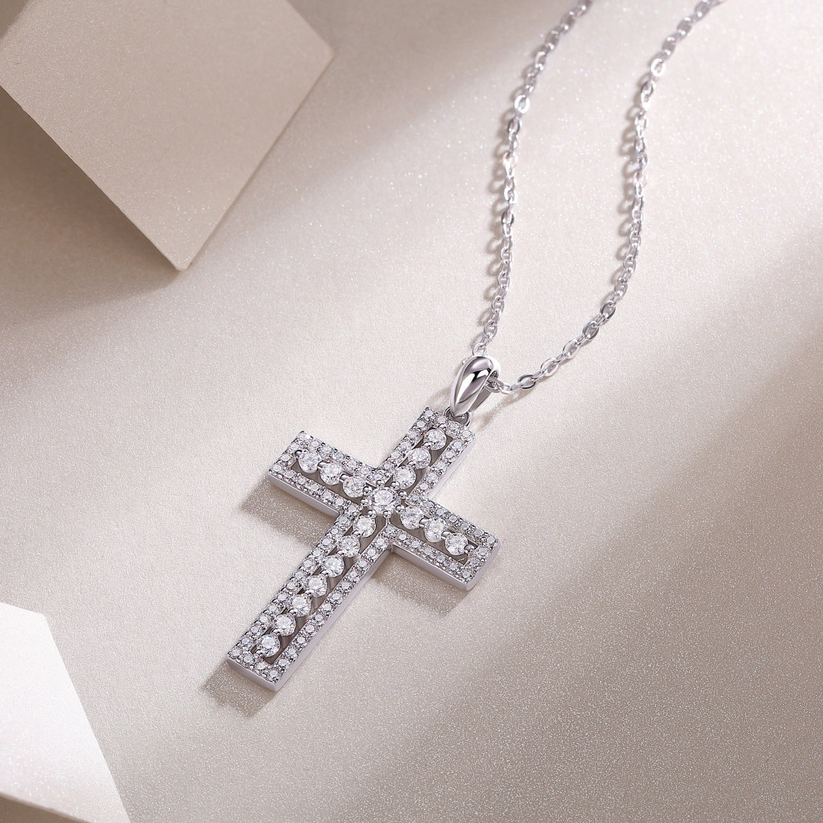 The Shelter | Moissanite Cross Pendant in S925 Sterling Silver