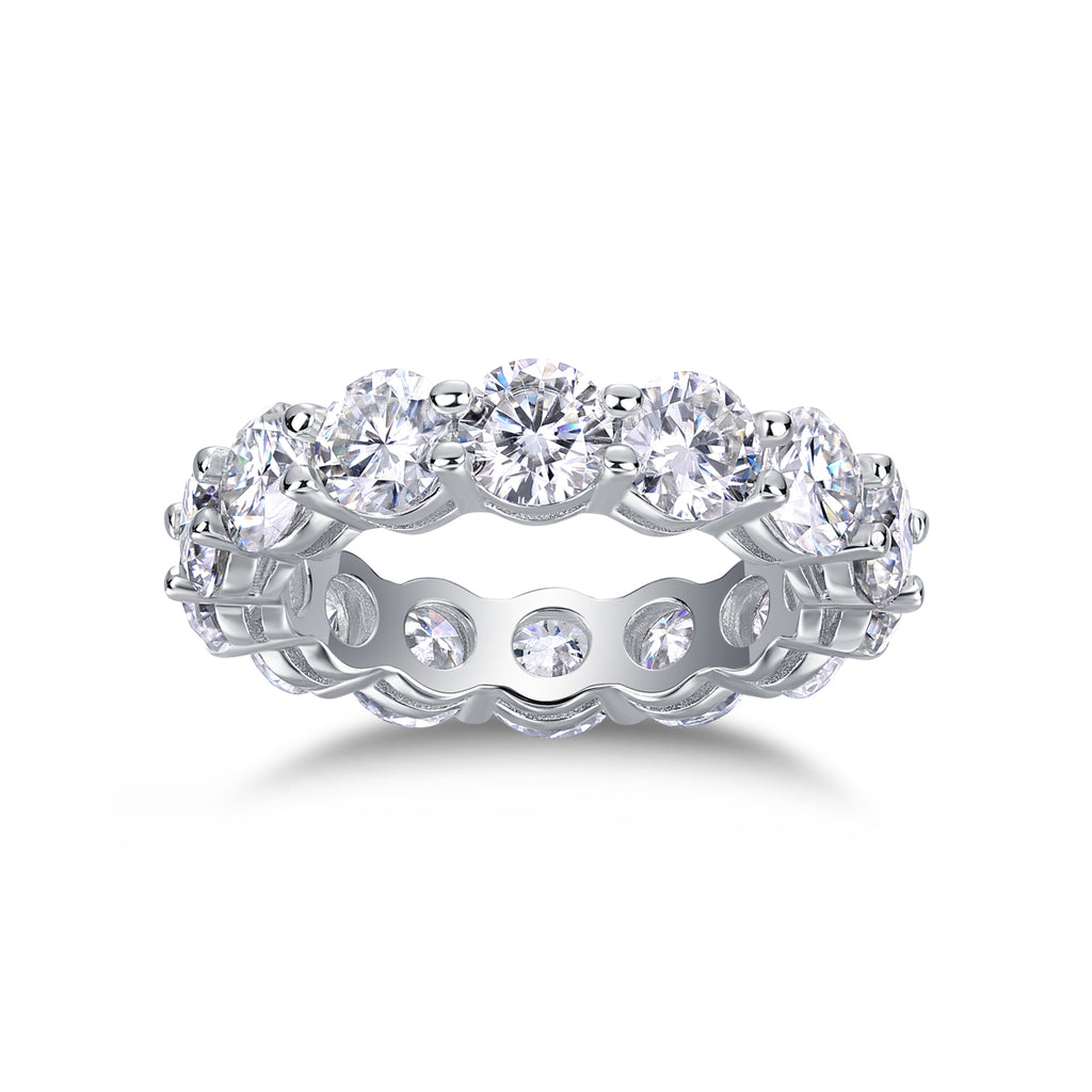S925 Sterling Silver Full Moissanite Invisible Ring, Platinum Plated