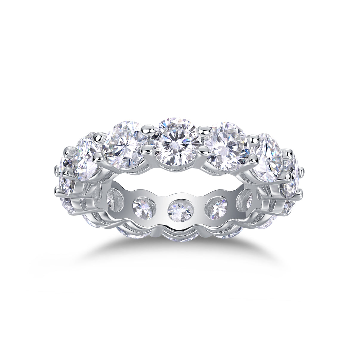 S925 Sterling Silver Full Moissanite Invisible Ring, Platinum Plated