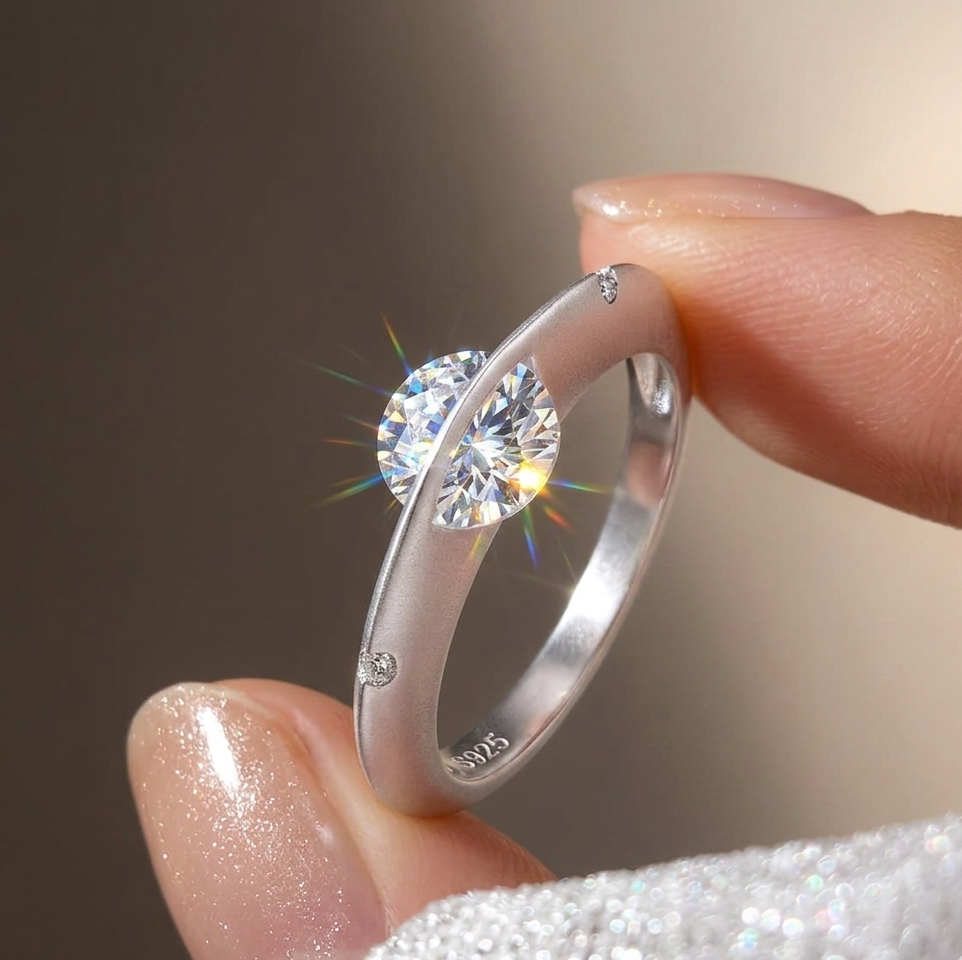 S925 Sterling Silver Planet Ring with CZ Stones