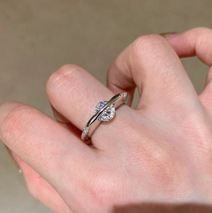 S925 Sterling Silver Planet Ring with CZ Stones