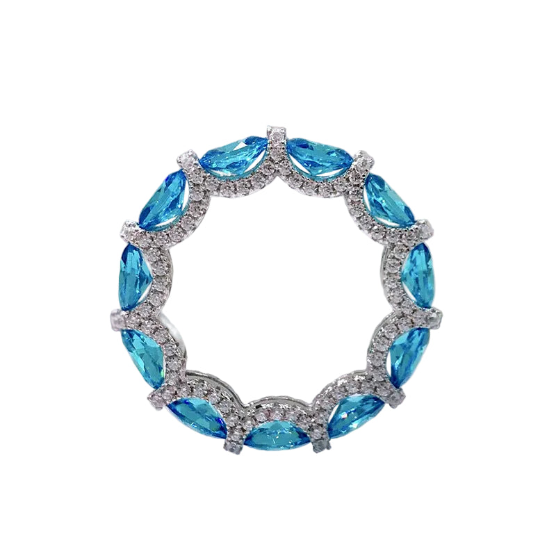 Aquamarine Blue Eternity Band in S925 Sterling Silver