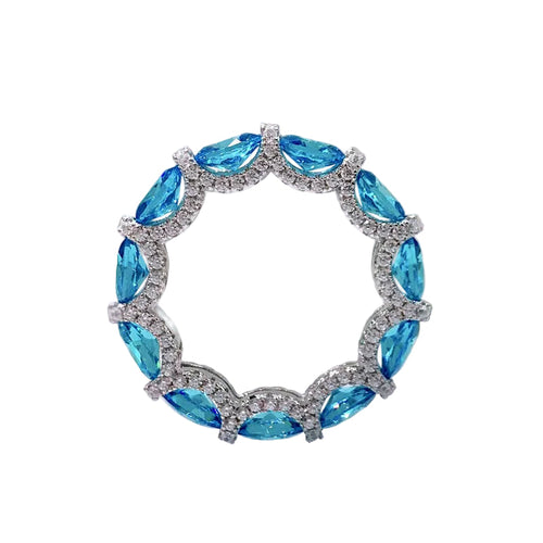 Aquamarine Blue Eternity Band in S925 Sterling Silver