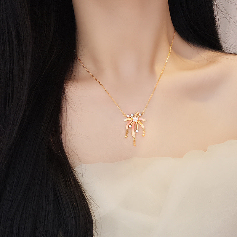 S925 Sterling Silver Fluorescent Enamel Fireworks Necklace